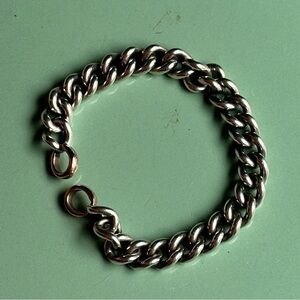 Marla Aaron mini mega bracelet in sterling silver with 14k rose gold loops. 7”